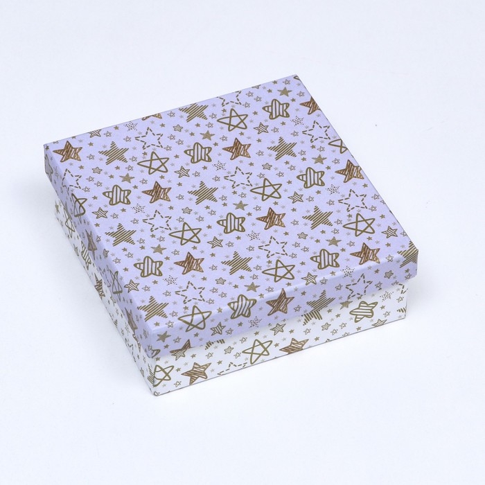 Набор коробок квадратных, 4 в 1 "Звёзды", 20 х 20 х 8 см- 14 х 14 х 5 см