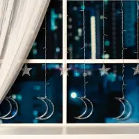 Гирлянда &laquo;Бахрома&raquo; 2.7&times;0.9 м с насадками &laquo;Месяц&raquo;, IP20, прозрачная нить, 138 LED, свечение мульти, 8 режимов, 220 В