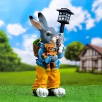 Садовый фонарь "Заяц с фонармком и игрушкой" 27х24х52см