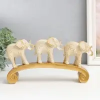 Фигурка полистоун &laquo;Три белых слона на дуге, с золотом&raquo;, 26&times;5.5&times;13 см
