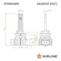 Лампа светодиод. H27 STANDARD, 17Вт, 4000Лм (2000Лм x 2), 6000К, 12В, кмпл. 2 шт.