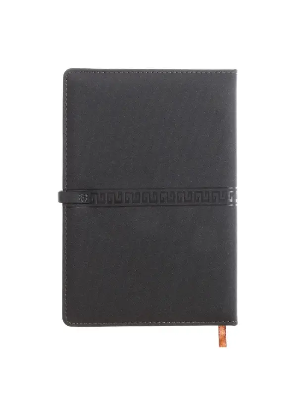 Ежедневник недатированный формат А5, с хлястиком, 112л, линия, пвх, Узор Черный Ежедневник недатированный формат А5, с хлястиком, 112л, линия, пвх, Узор Черный