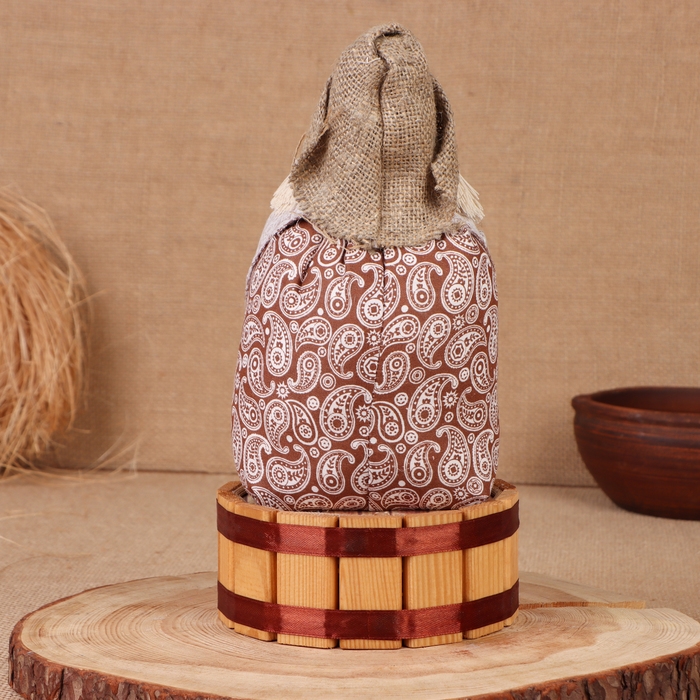 Домовой-копилка Домовой-копилка "Афанасий с мешком", на бочке, 28х15х12 см