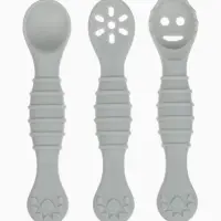 Ложка детская для прикорма, силикон, набор 3 шт., серый M&B