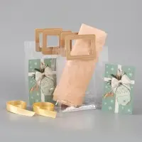 Подарочные пакеты &laquo;С Новым годом&raquo; с открыткой, лентой и тишью, набор 2 шт.