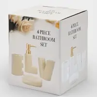 Набор для ванной Love, 4 предмета, дозатор для мыла, 2 стакана, мыльница, 200 мл, керамика, белый