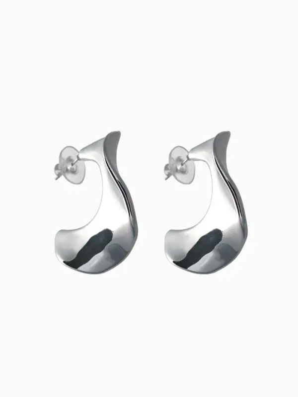 Серьги кольца &laquo;Волны&raquo;, цвет серебро