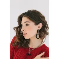 Серьги металл &laquo;Цепь&raquo;, кольцо и овал, 3 звена, серебристо-чёрные