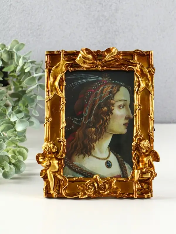 Фоторамка полистоун 10х15 см Фоторамка полистоун 10х15 см "Ангелы с бантом" бронза 20х16,5х2,5 см