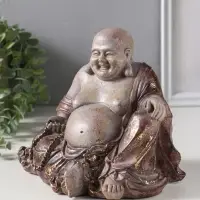 Фигура полистоун &laquo;Хотей с чётками&raquo;, с золотой патиной, 15.7&times;20.5&times;17 см