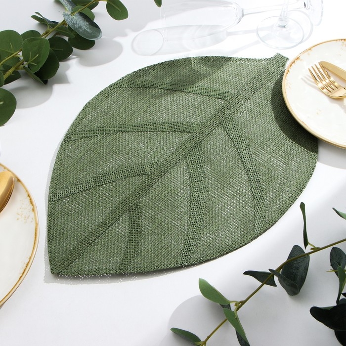 Салфетка сервировочная Доляна "Листочки", цв.зеленый, 30*45 см