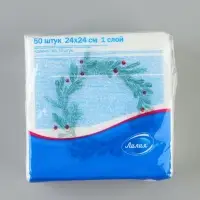 Салфетки новогодние бумажные &laquo;Рождественский венок&raquo;, 24&times;24, 1 слой, 50 шт.