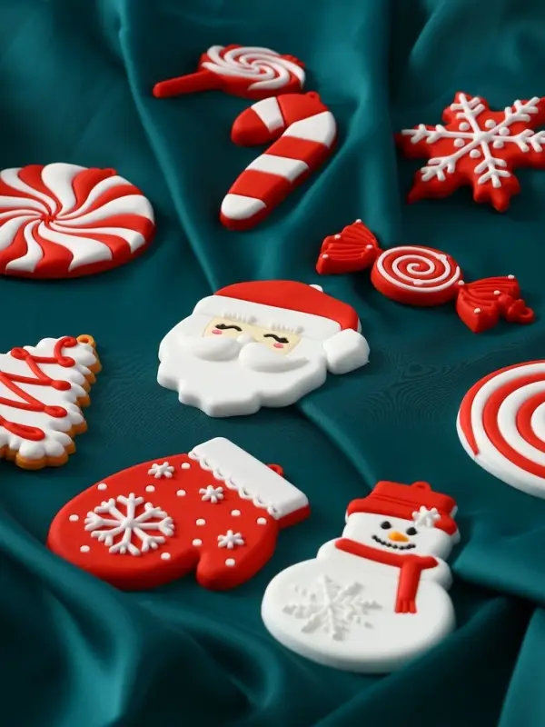 Набор украшений пластик 12 шт "Карнавал" 7 см и 8 м, красный