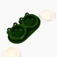 Миска двойная фигурная 29,5 х 14 х 4 см, зелёная