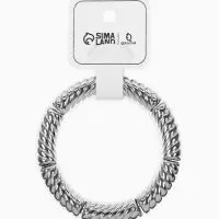 Браслет пластик на резинке "Стиль" резной, цвет серебро