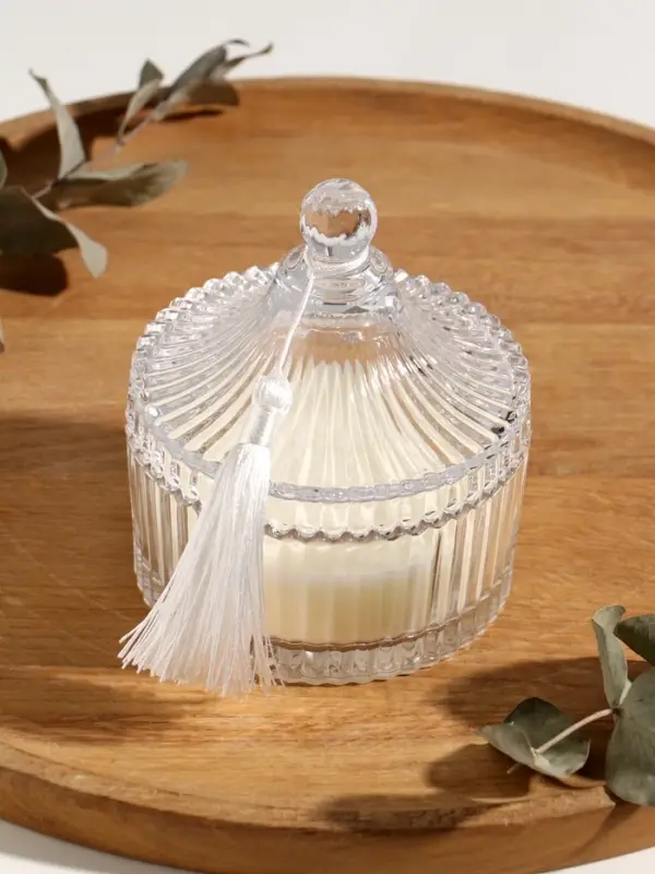 Свеча ароматическая в шкатулке Свеча ароматическая в шкатулке "С кисточкой" 2 фитиля аромат сладкий апельсин 10х10х12,5 см 108776