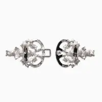 Зажим для кардигана "Ажур", пика, цвет белый в серебре Зажим для кардигана "Ажур", пика, цвет белый в серебре