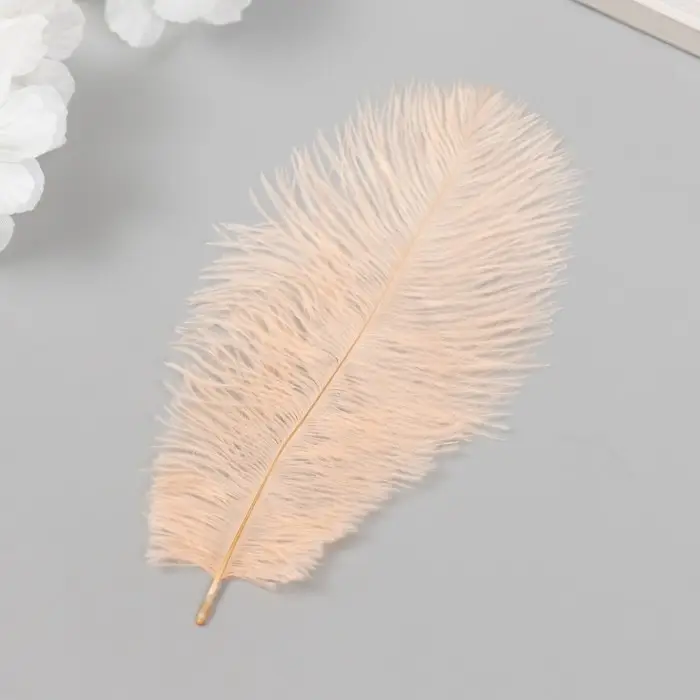 Перо декоративное страуса "Шампанское" h=15-20 см