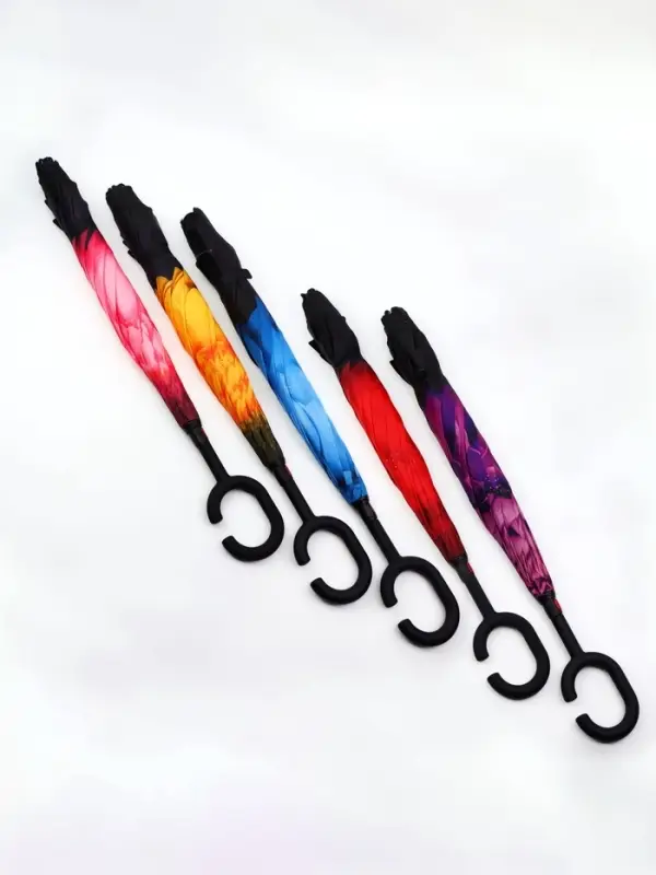 Зонт - наоборот &laquo;Цветы&raquo;, механический, 8 спиц, R=53/60 см, d=106 см, МИКС