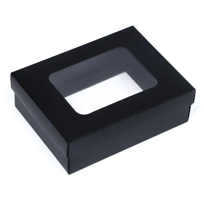 Коробка подарочная складная, упаковка, крышка - дно, с окном, чёрная, 16.5×12.5×5.2 см Коробка подарочная складная, упаковка, крышка - дно, с окном, чёрная, 16.5×12.5×5.2 см