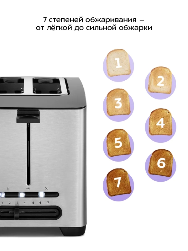 Тостер для хлеба с поддоном КТ-6202 - 850 Вт Тостер для хлеба с поддоном КТ-6202 - 850 Вт