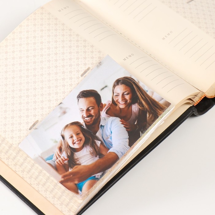 Фотоальбом кожзам на 200 фото 10х15 Фотоальбом кожзам на 200 фото 10х15 "Вышитая рама" черный 22х23х5 см