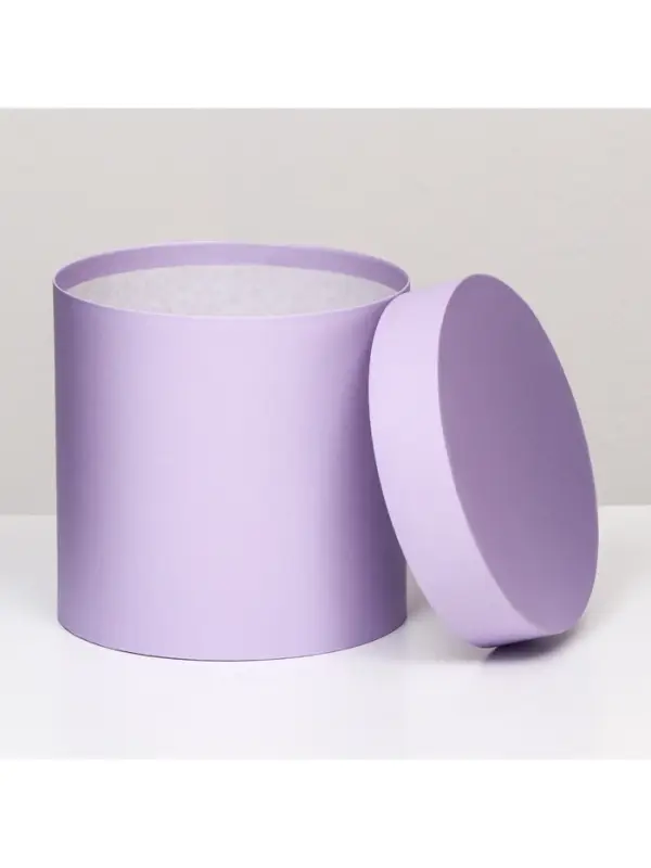 Коробка подарочная круглая, шляпная, сирень, 18&times;18 см