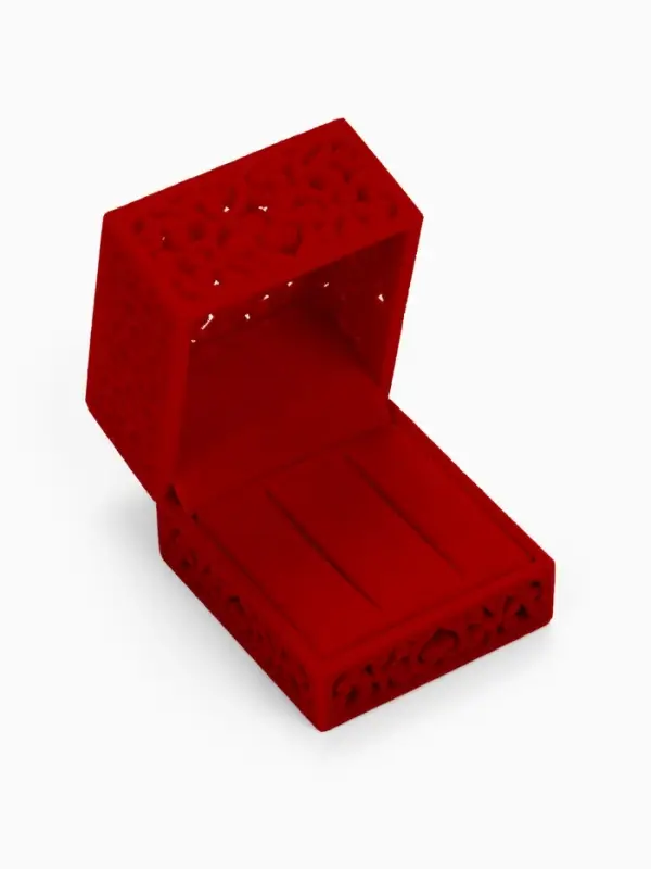 Футляр под парные кольца, серьги, запонки &laquo;Кружево&raquo;, бархатный, 5.5&times;6.5 см, красный