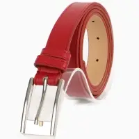 Ремень женский, 110&times;2.7 см, пряжка металл, серебристая, красный