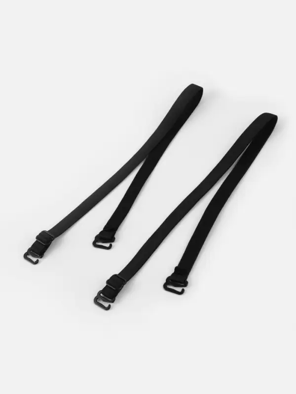 Лямки для бюстгальтера, текстильные, 1 см, 37 см, пара, чёрные Лямки для бюстгальтера, текстильные, 1 см, 37 см, пара, чёрные