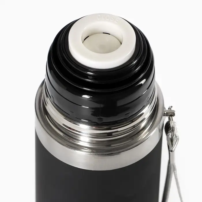 Термос гильза Мастер К, 500 мл, 24&times;7 см, с кружкой, с помпой, сохраняет тепло 10 ч, нержавеющая сталь, чёрный