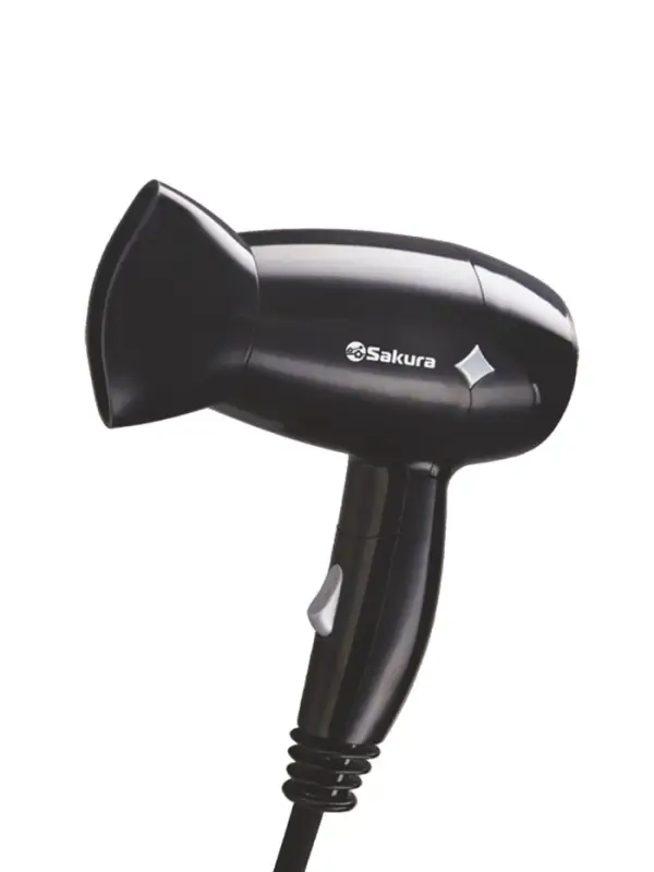 Фен Sakura SA-4049BK, 1200 Вт, 2 скорости, 2 температурных режима, провод 1.6 м, чёрный