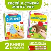 Книги многоразовые с маркером &laquo;Напиши и сотри. Развиваем мелкую моторику&raquo;, набор 2 шт. по 12 стр.