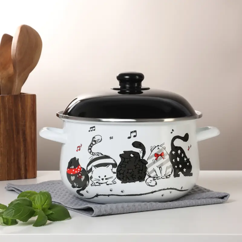 VETTA Хвостатые друзья Кастрюля эмалированная, 24см, 5,0л, индукция