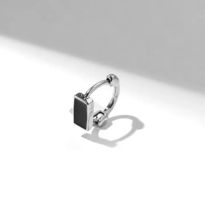 Пирсинг в ухо (хеликс) «Геометрия» прямоугольник, d=10 мм, чёрный в серебре Пирсинг в ухо (хеликс) «Геометрия» прямоугольник, d=10 мм, чёрный в серебре