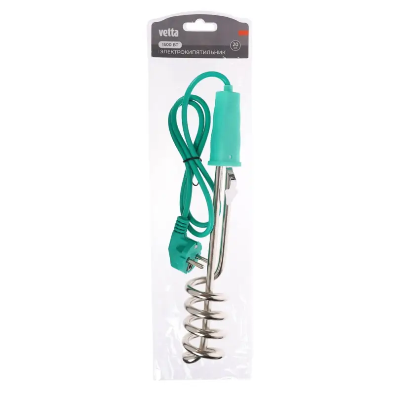 Электрокипятильник 1500Вт тм VETTA, 250В, шнур 90см, погружная часть 20см