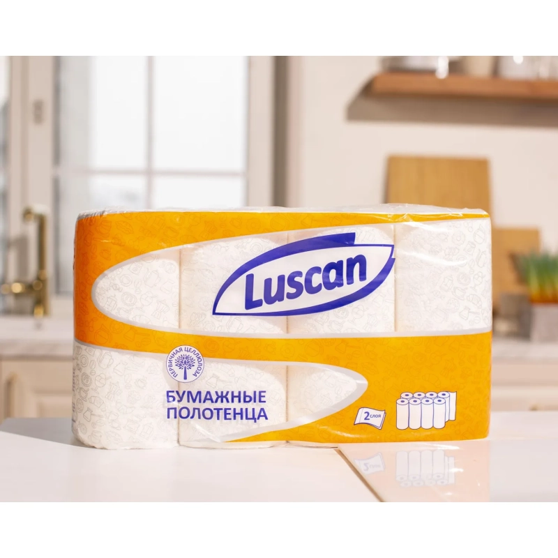 Полотенца бумажные LUSCAN 2-сл.,с тиснением, 8рул./уп