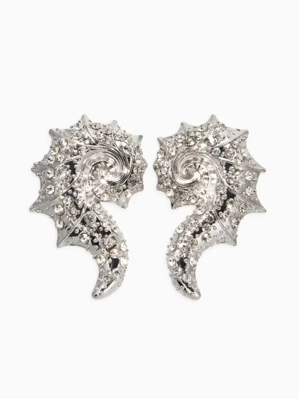 Серьги "Морской мир", раковина, цвет белый в серебре