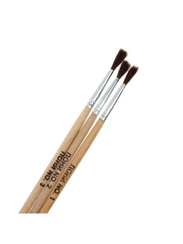 Набор кистей для рисования, пони, 3 штуки: № 1, 2, 3, круглые, деревянная ручка, международный размер