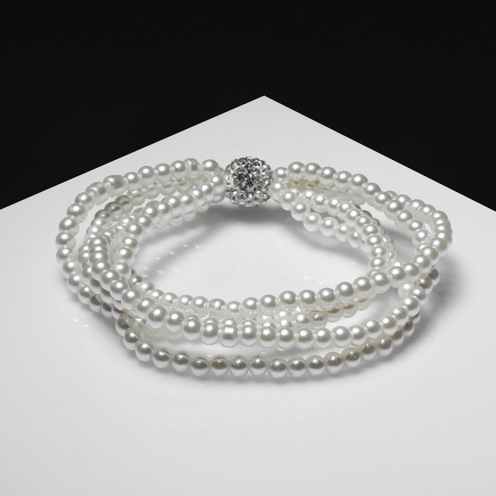 Браслет жемчуг «Шамбала», 5 нитей, бусины 4, цвет белый Браслет жемчуг «Шамбала», 5 нитей, бусины 4, цвет белый