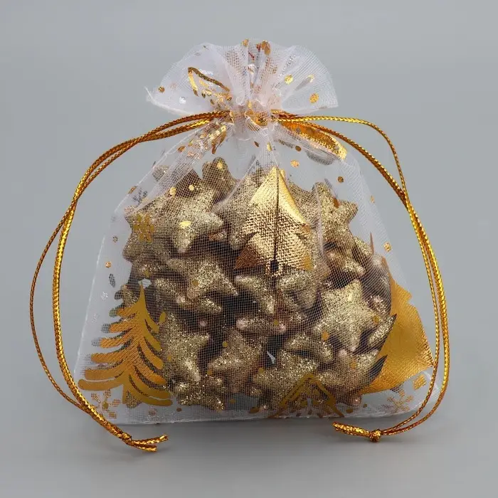 Мешочек подарочный новогодний &laquo;С Новым счастьем!&raquo;, органза, набор 10 шт. 10&times;12 см