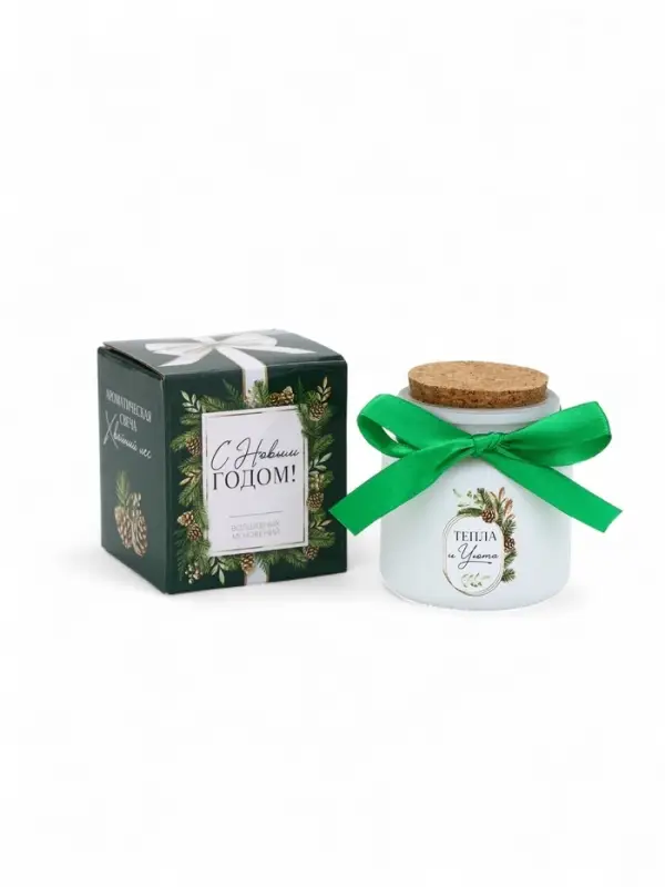 Ароматическая свеча в матовом стакане «С Новым годом», аромат хвойный лес