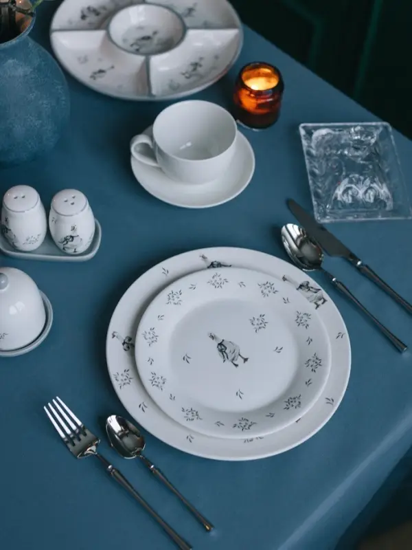 Тарелка обеденная Доляна &laquo;Гуси&raquo;, d=25.5 см, фарфор, белая