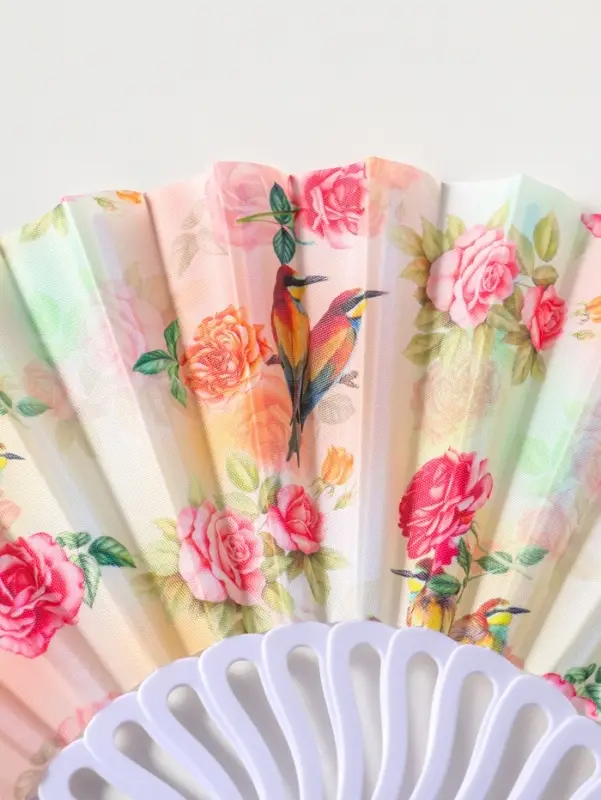 Веер складной &laquo;Розы и птицы&raquo;, 22.5 см