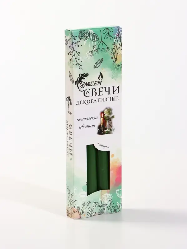 Свечи античные, набор 4 шт., 2.2&times;24 см, 8 ч, 50 г, зелёные