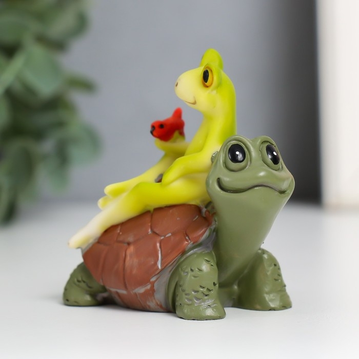 Сувенир полистоун Сувенир полистоун "Лягушонок с птичкой на черепахе" 6,5х6,7х3,9 см