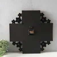 Фоторамка - коллаж на 4 фото 10&times;15 см с часами настенными бесшумными (14&times;14 см) &laquo;Цветы&raquo;, 42&times;42 см