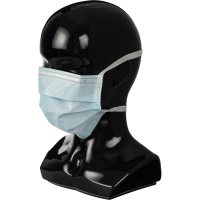 Маска мед трехслойная на завязках голубая, 50шт/уп  Гекса