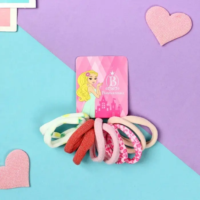 Резинка для волос  Резинка для волос "Синди" (набор 10 шт) сердца блеск, 4 см