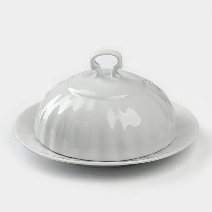 Маслёнка Добрушский завод &laquo;Бельё&raquo;, 17.5&times;10 см, фарфор, белая